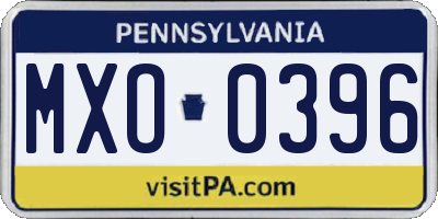 PA license plate MXO0396