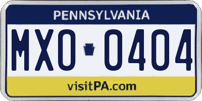 PA license plate MXO0404
