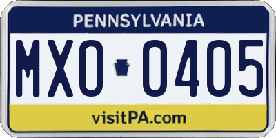 PA license plate MXO0405