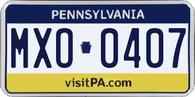 PA license plate MXO0407