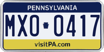 PA license plate MXO0417
