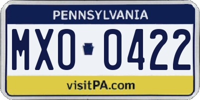 PA license plate MXO0422