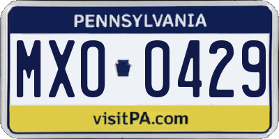 PA license plate MXO0429