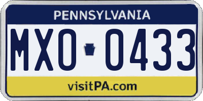 PA license plate MXO0433
