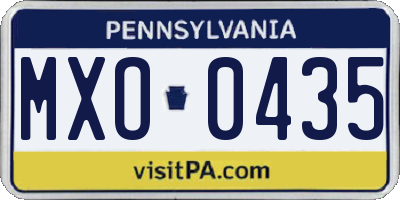 PA license plate MXO0435