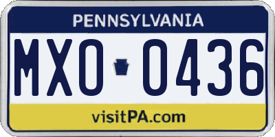 PA license plate MXO0436