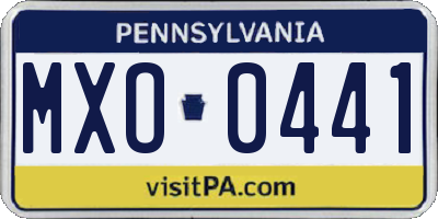 PA license plate MXO0441
