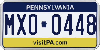 PA license plate MXO0448