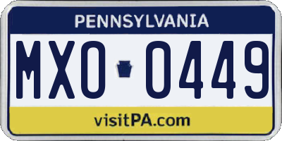 PA license plate MXO0449