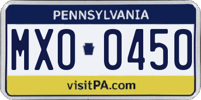 PA license plate MXO0450