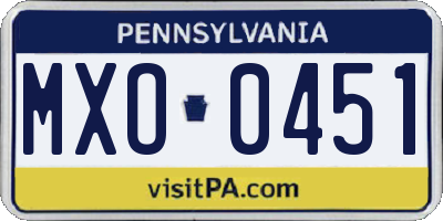 PA license plate MXO0451