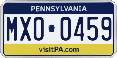 PA license plate MXO0459