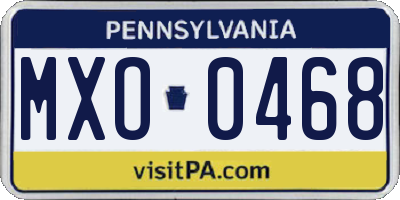 PA license plate MXO0468