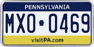 PA license plate MXO0469