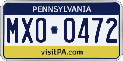 PA license plate MXO0472