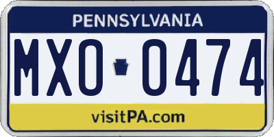 PA license plate MXO0474