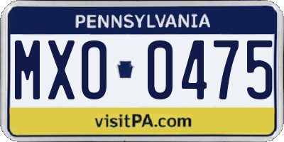 PA license plate MXO0475