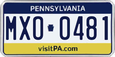 PA license plate MXO0481