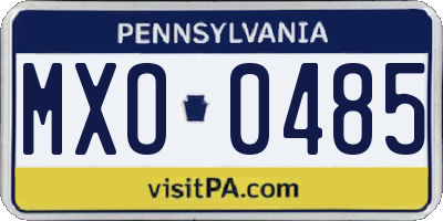 PA license plate MXO0485