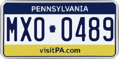 PA license plate MXO0489