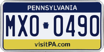 PA license plate MXO0490