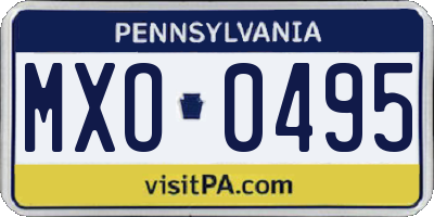 PA license plate MXO0495