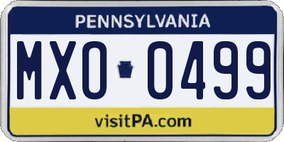 PA license plate MXO0499