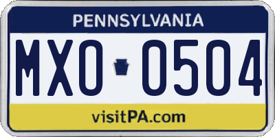 PA license plate MXO0504