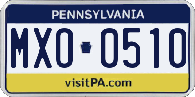 PA license plate MXO0510