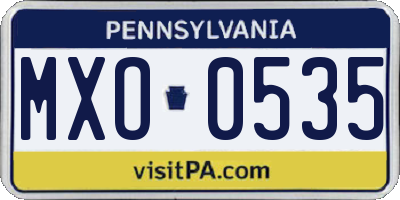 PA license plate MXO0535