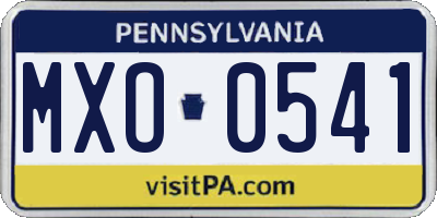 PA license plate MXO0541