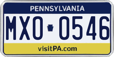 PA license plate MXO0546