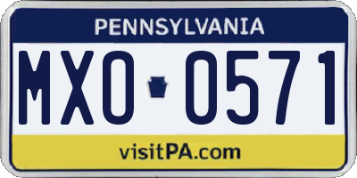 PA license plate MXO0571