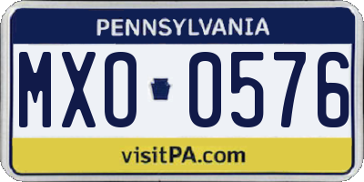 PA license plate MXO0576