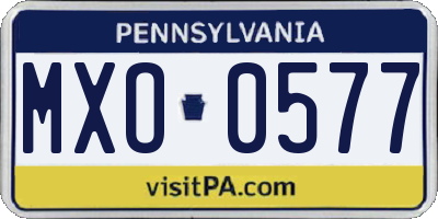 PA license plate MXO0577