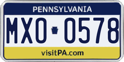 PA license plate MXO0578