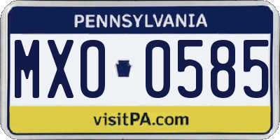 PA license plate MXO0585