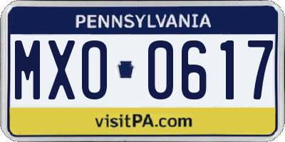 PA license plate MXO0617
