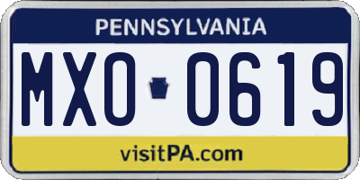 PA license plate MXO0619