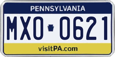 PA license plate MXO0621