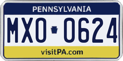 PA license plate MXO0624