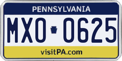 PA license plate MXO0625