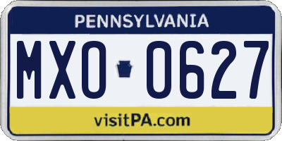 PA license plate MXO0627