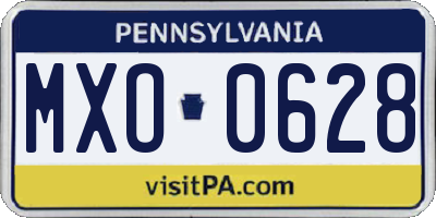 PA license plate MXO0628