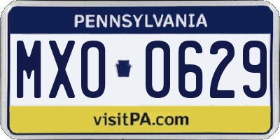 PA license plate MXO0629