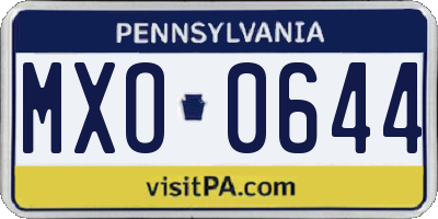 PA license plate MXO0644