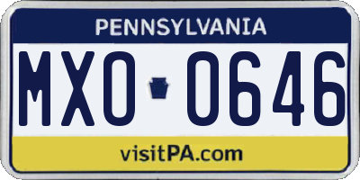 PA license plate MXO0646