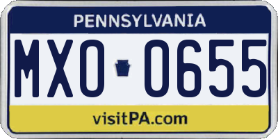 PA license plate MXO0655