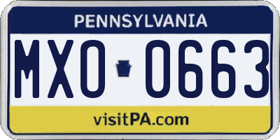 PA license plate MXO0663