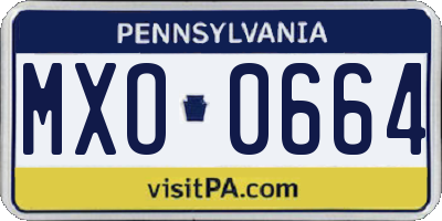 PA license plate MXO0664